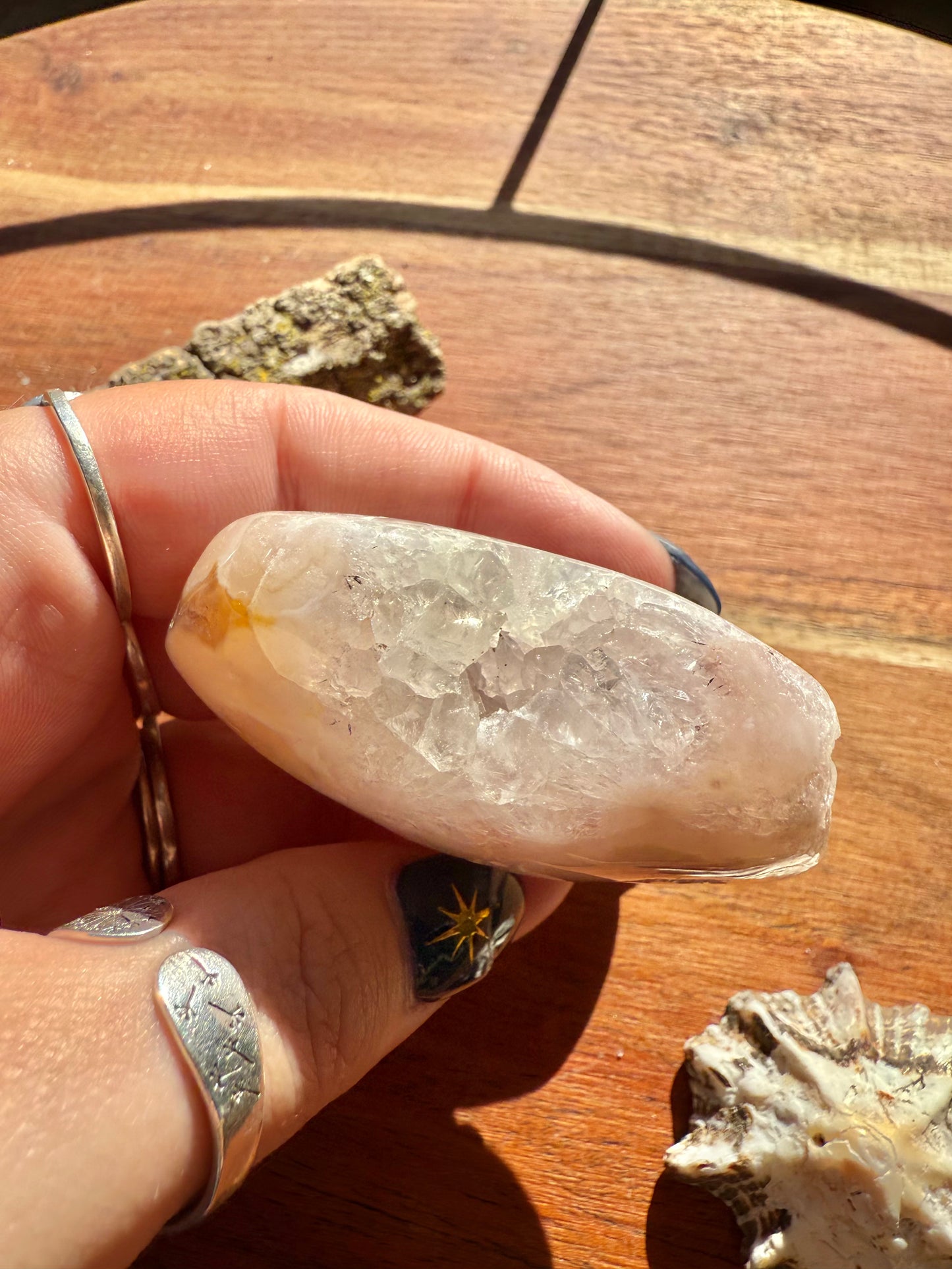 PINK AMETHYST + FLOWER AGATE HEART