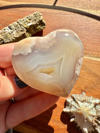 FLOWER AGATE HEART