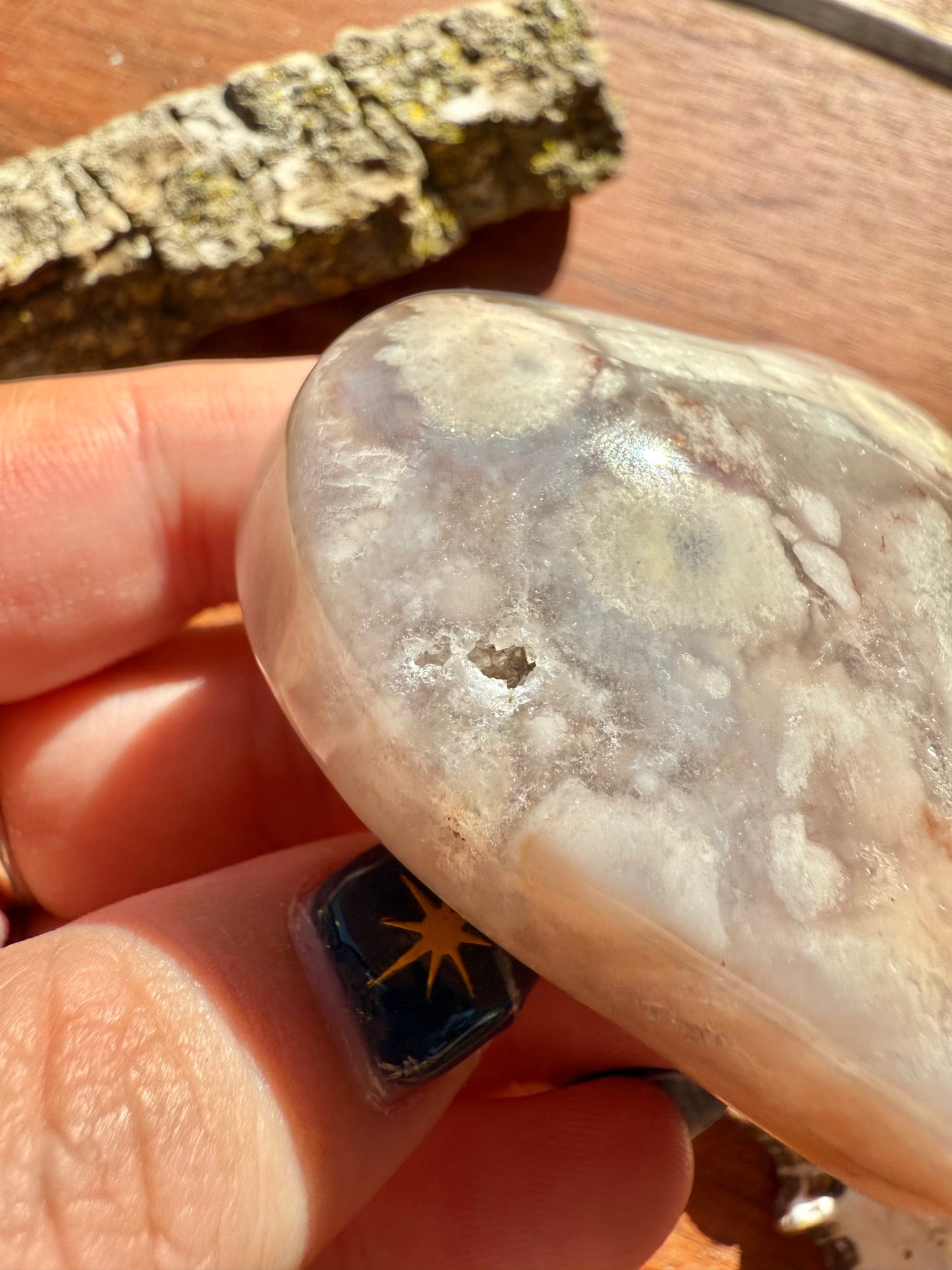 PINK AMETHYST + FLOWER AGATE HEART