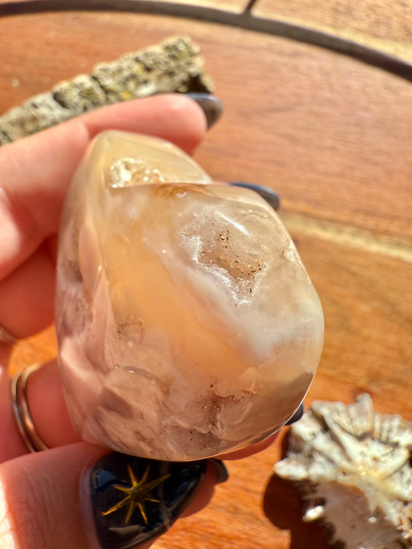 PINK AMETHYST + FLOWER AGATE HEART