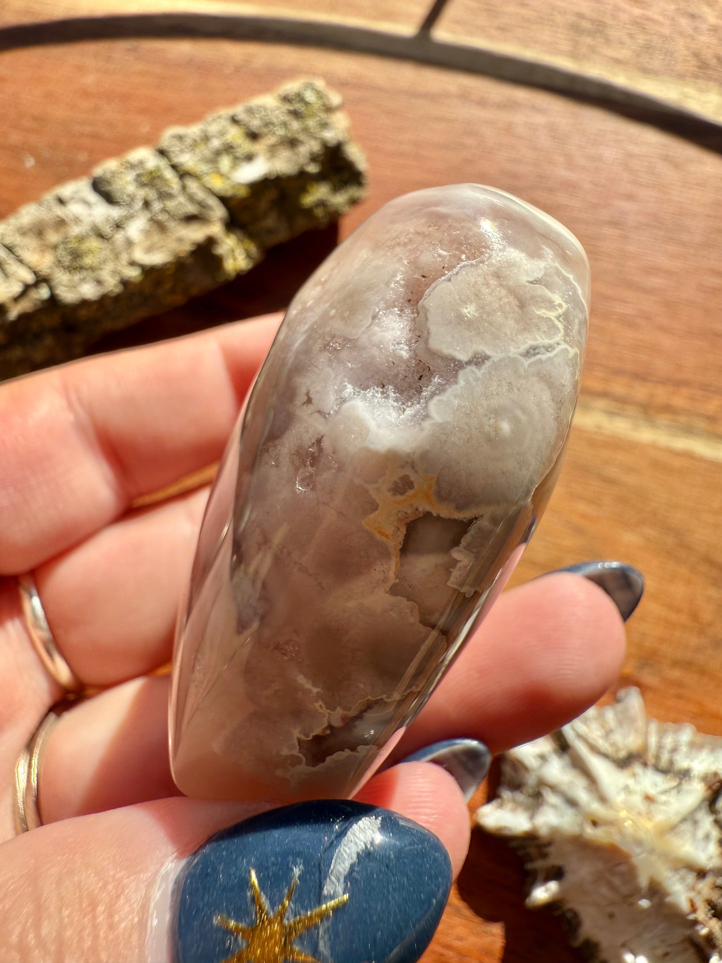 PINK AMETHYST + FLOWER AGATE HEART