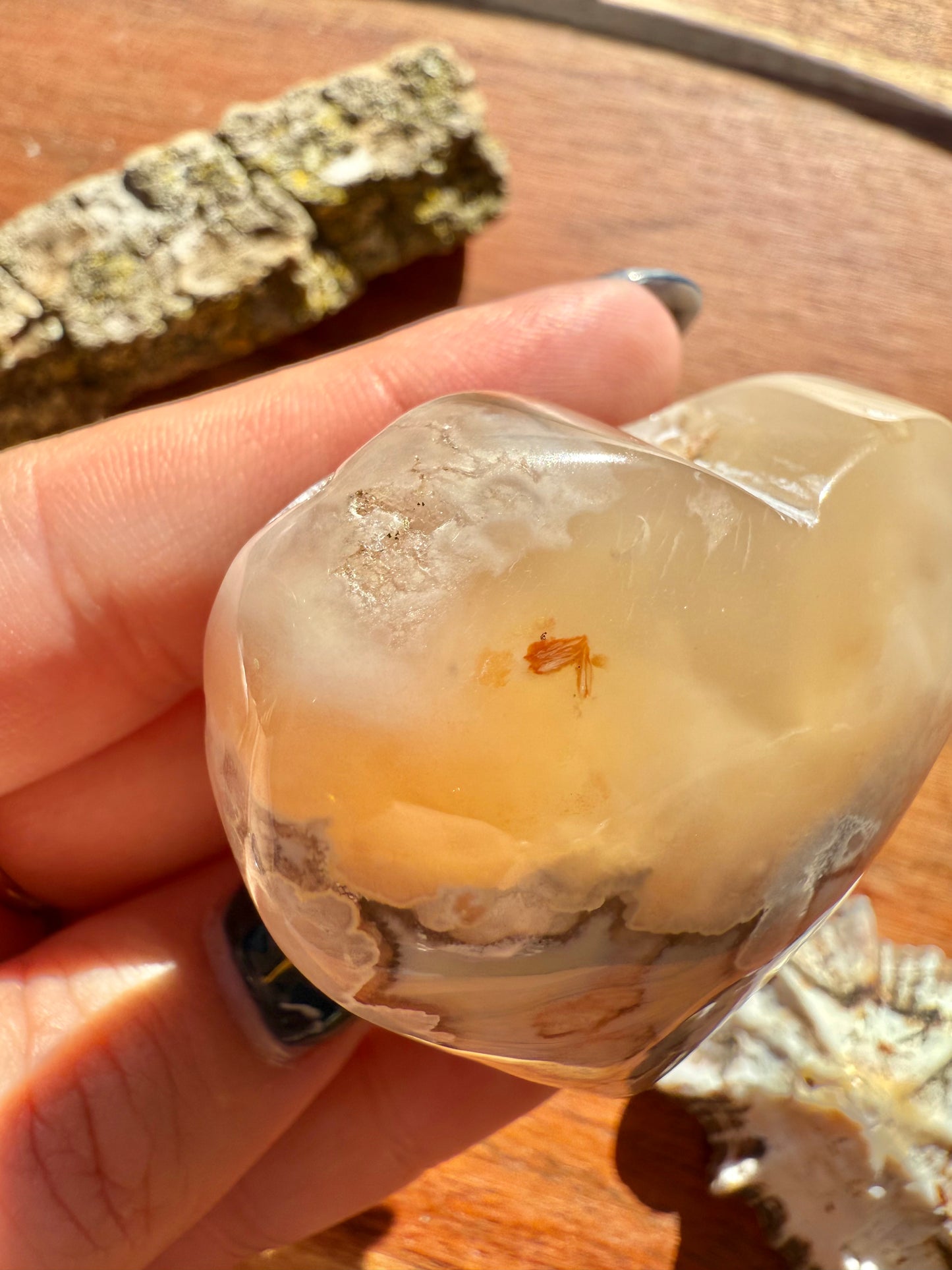 PINK AMETHYST + FLOWER AGATE HEART