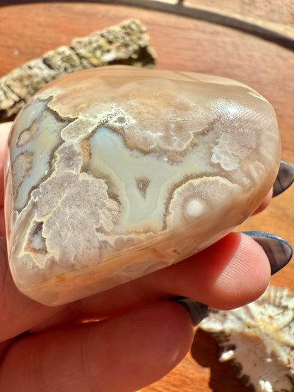 PINK AMETHYST + FLOWER AGATE HEART