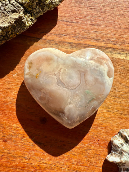 PINK AMETHYST + FLOWER AGATE HEART