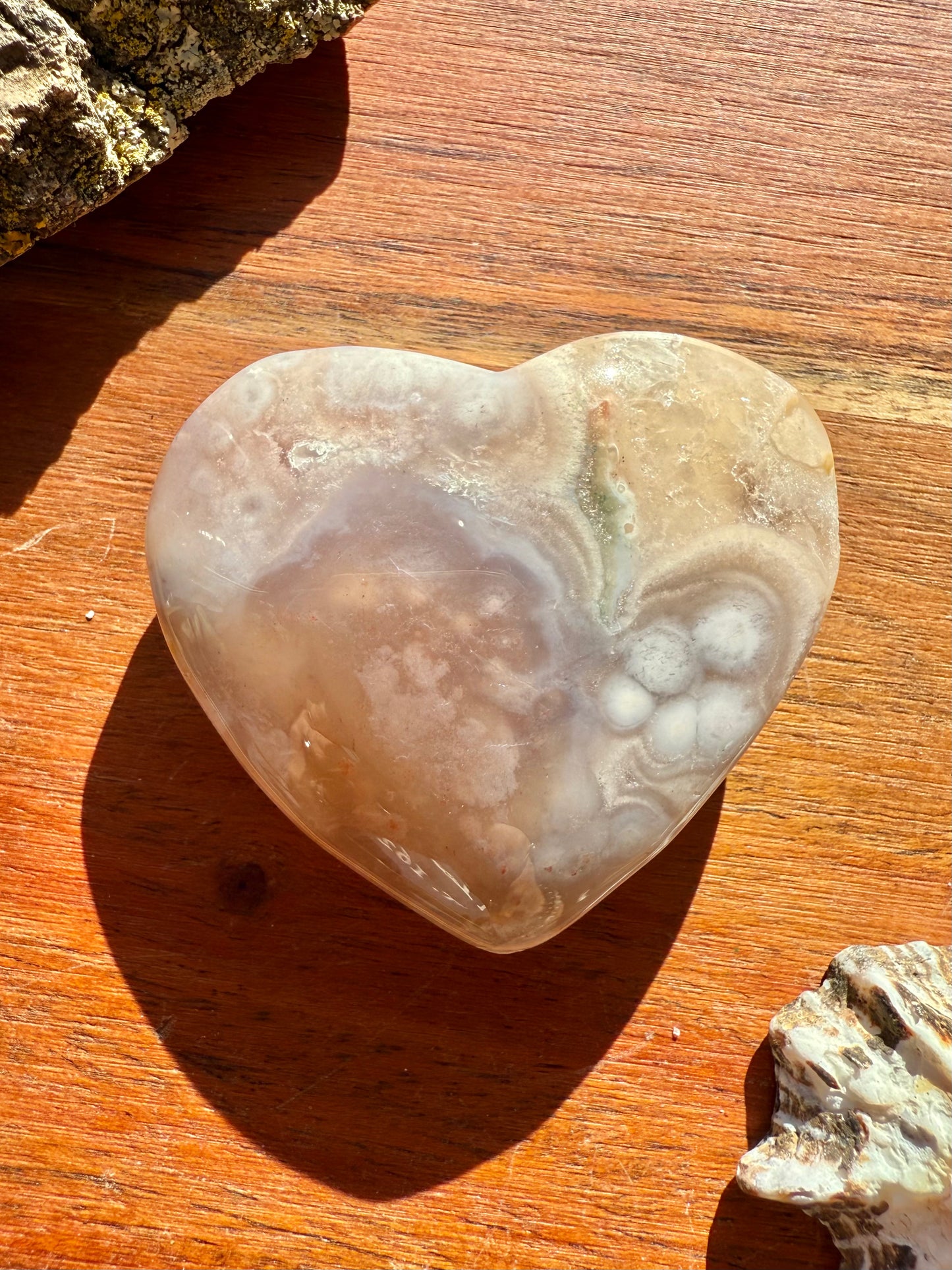 PINK AMETHYST + FLOWER AGATE HEART