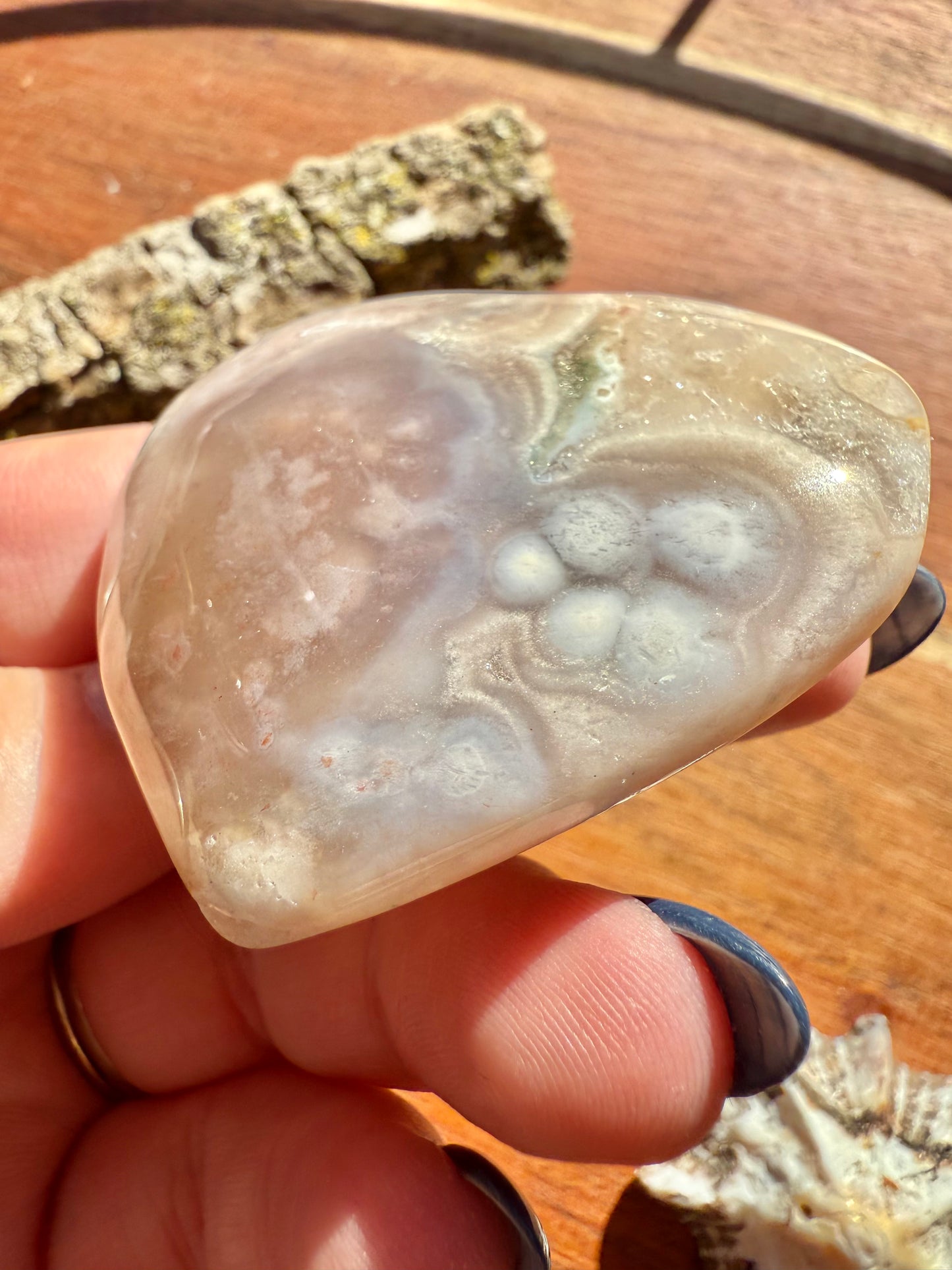 PINK AMETHYST + FLOWER AGATE HEART