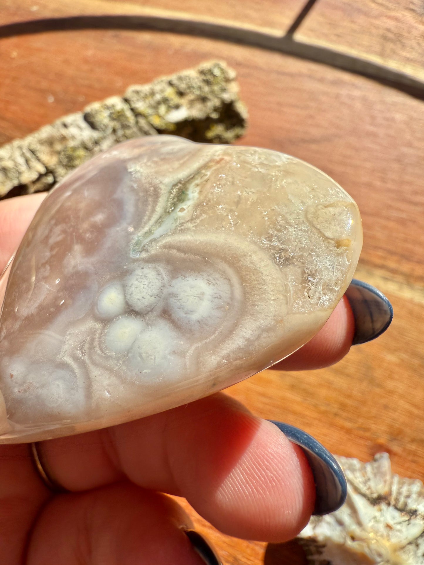 PINK AMETHYST + FLOWER AGATE HEART