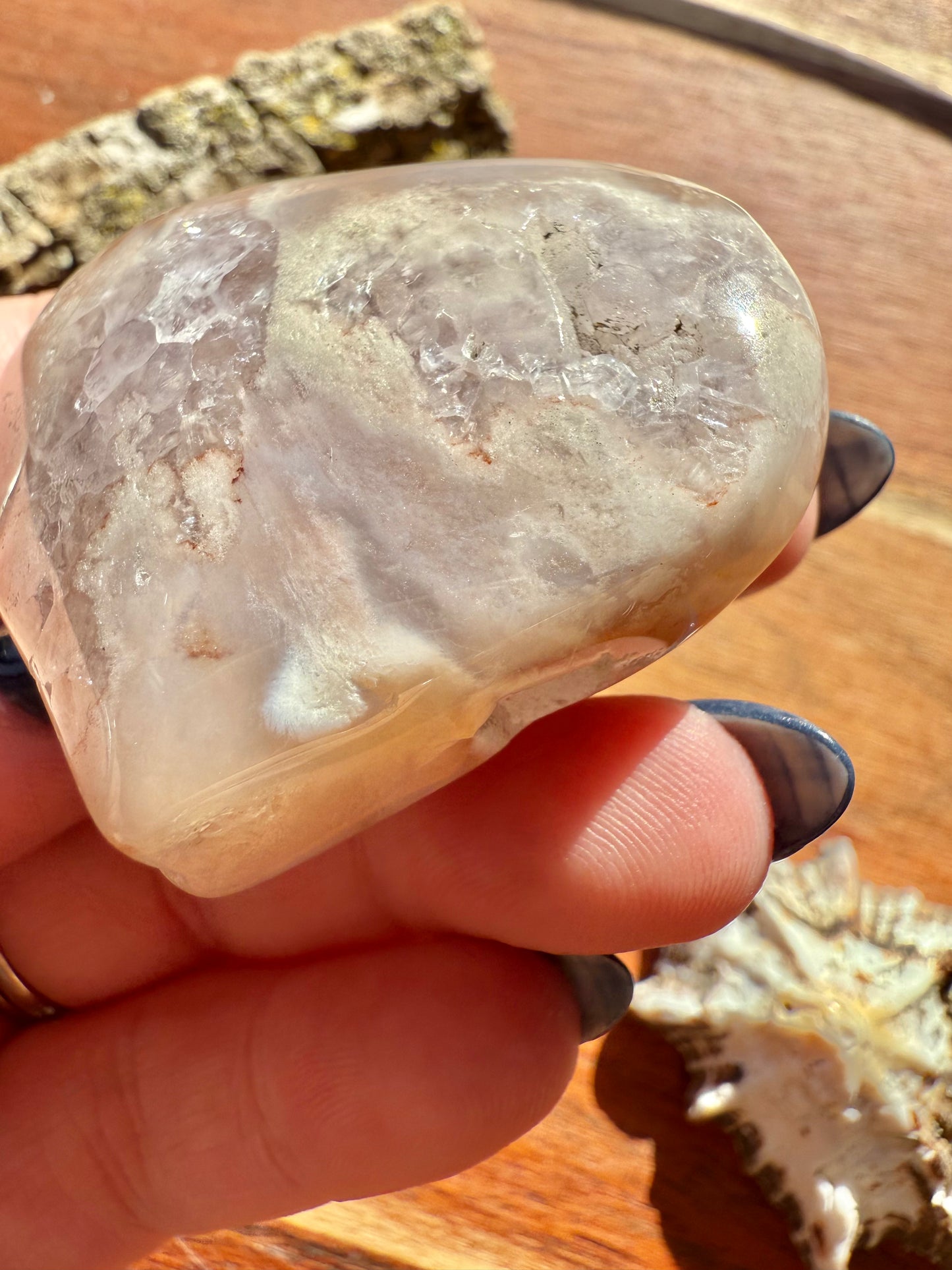 PINK AMETHYST + FLOWER AGATE HEART