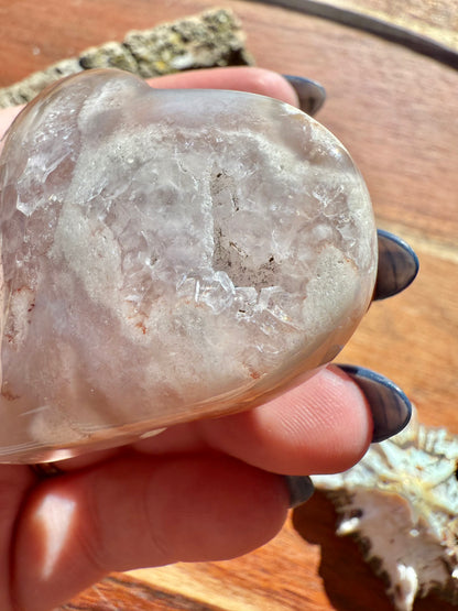 PINK AMETHYST + FLOWER AGATE HEART