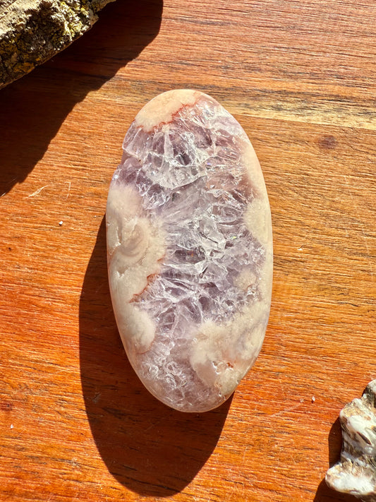 AMETHYST + FLOWER AGATE PALM STONE