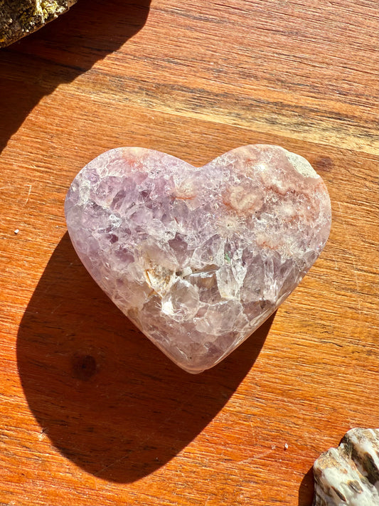 AMETHYST + FLOWER AGATE HEART