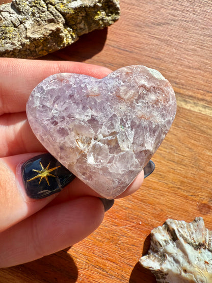 AMETHYST + FLOWER AGATE HEART