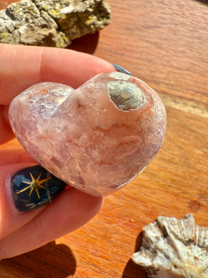 AMETHYST + FLOWER AGATE HEART