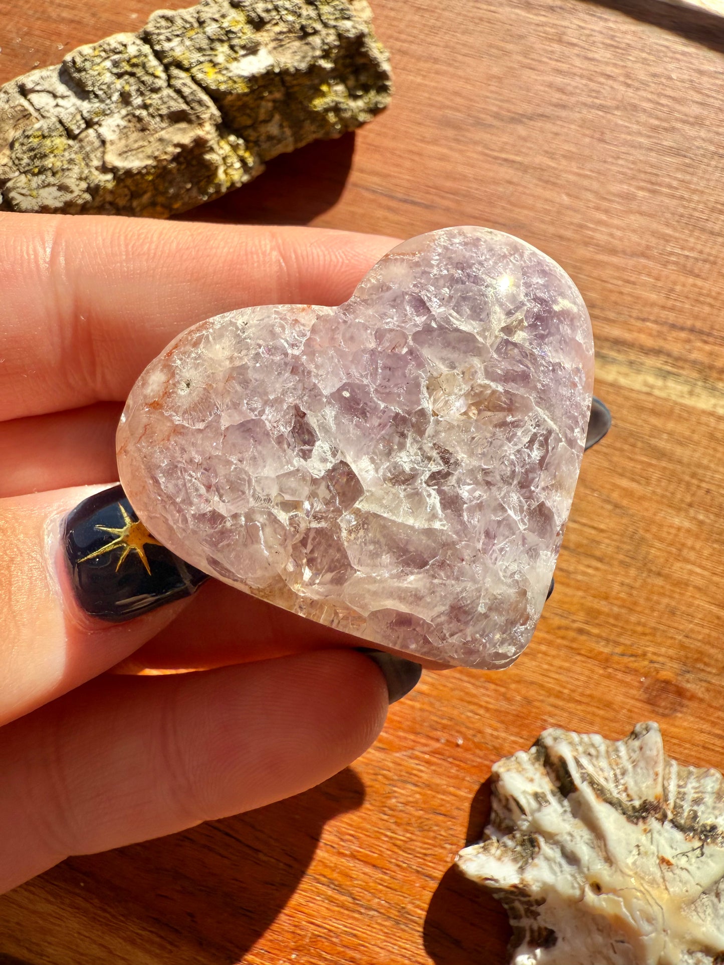 AMETHYST + FLOWER AGATE HEART