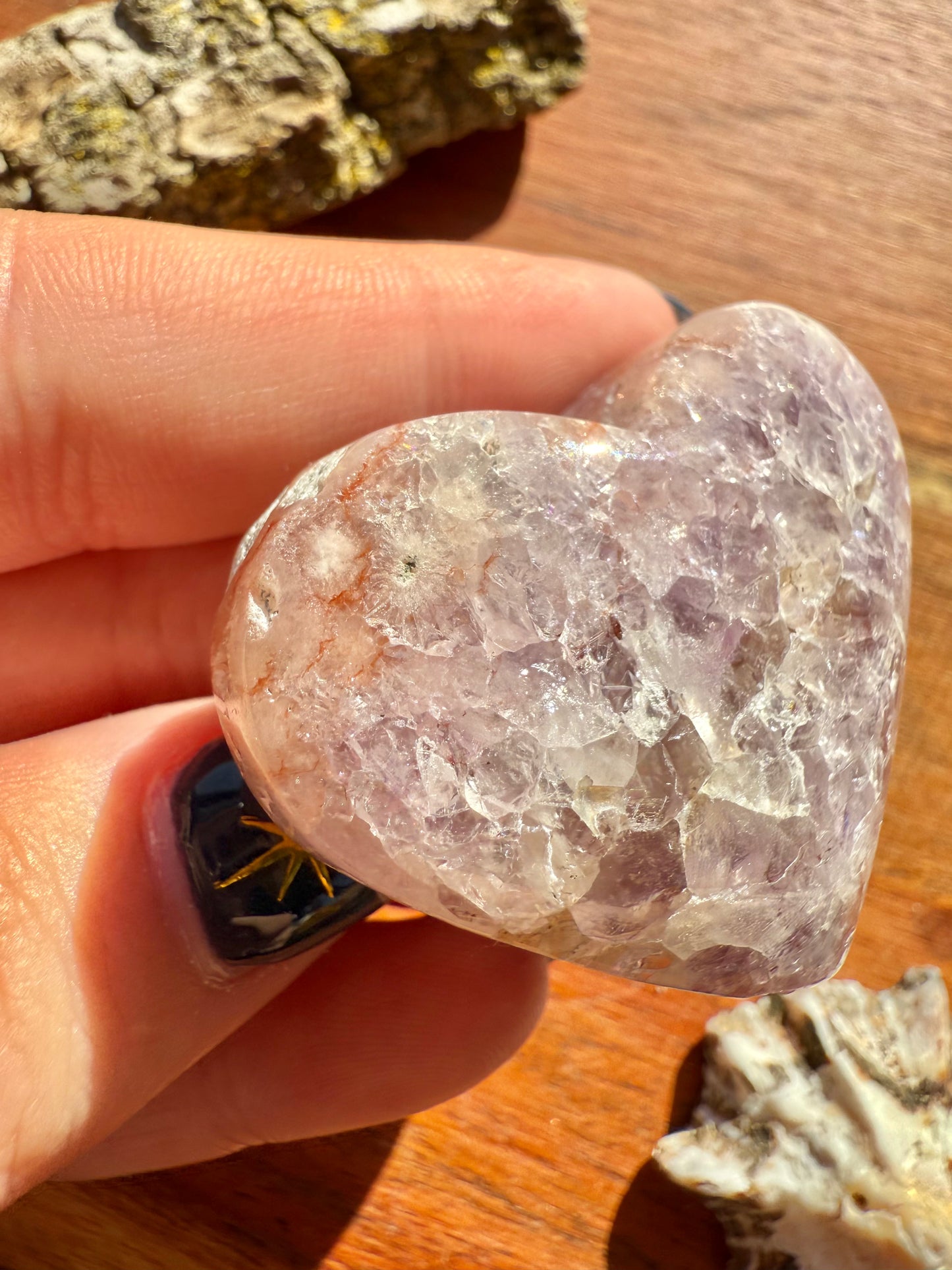 AMETHYST + FLOWER AGATE HEART