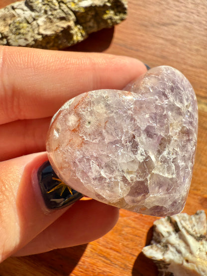 AMETHYST + FLOWER AGATE HEART