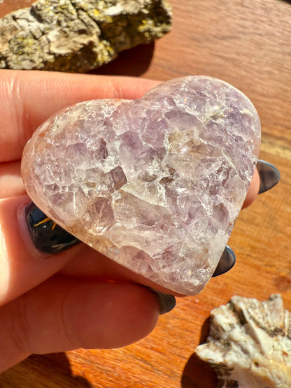 AMETHYST + FLOWER AGATE HEART