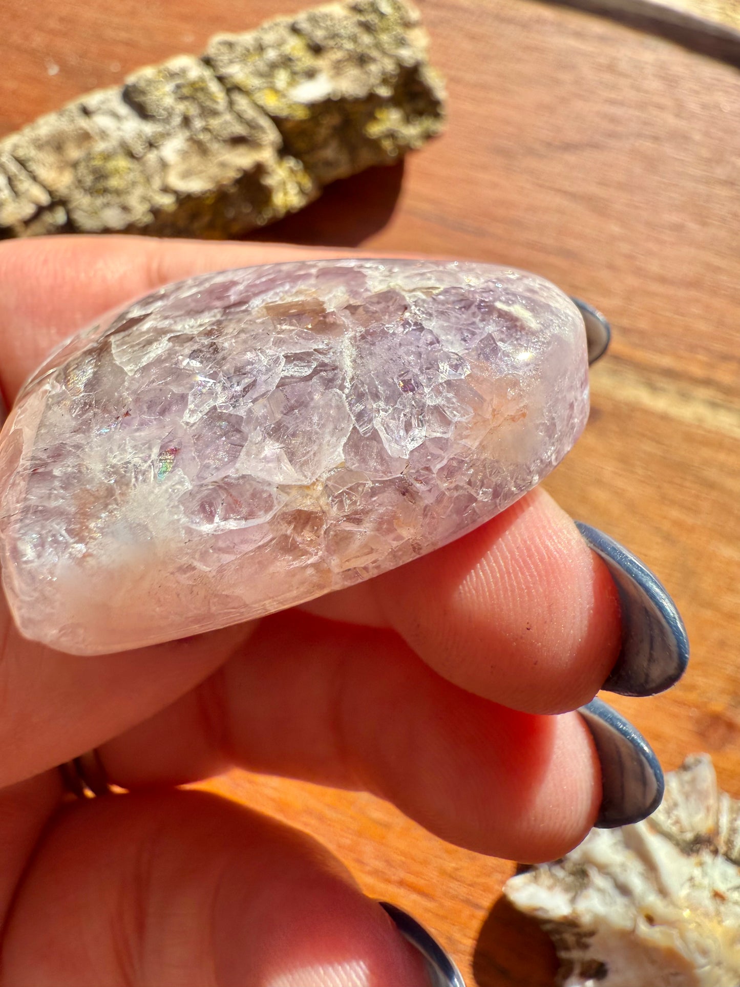 AMETHYST + FLOWER AGATE HEART