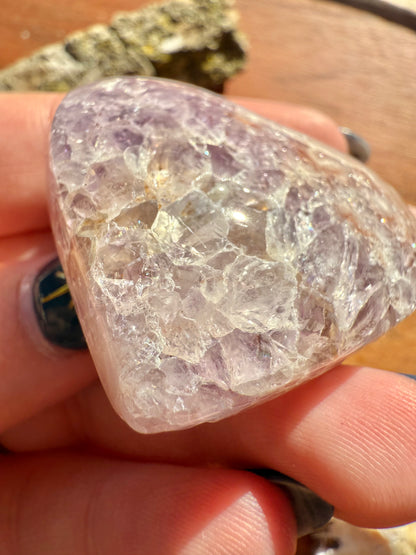 AMETHYST + FLOWER AGATE HEART