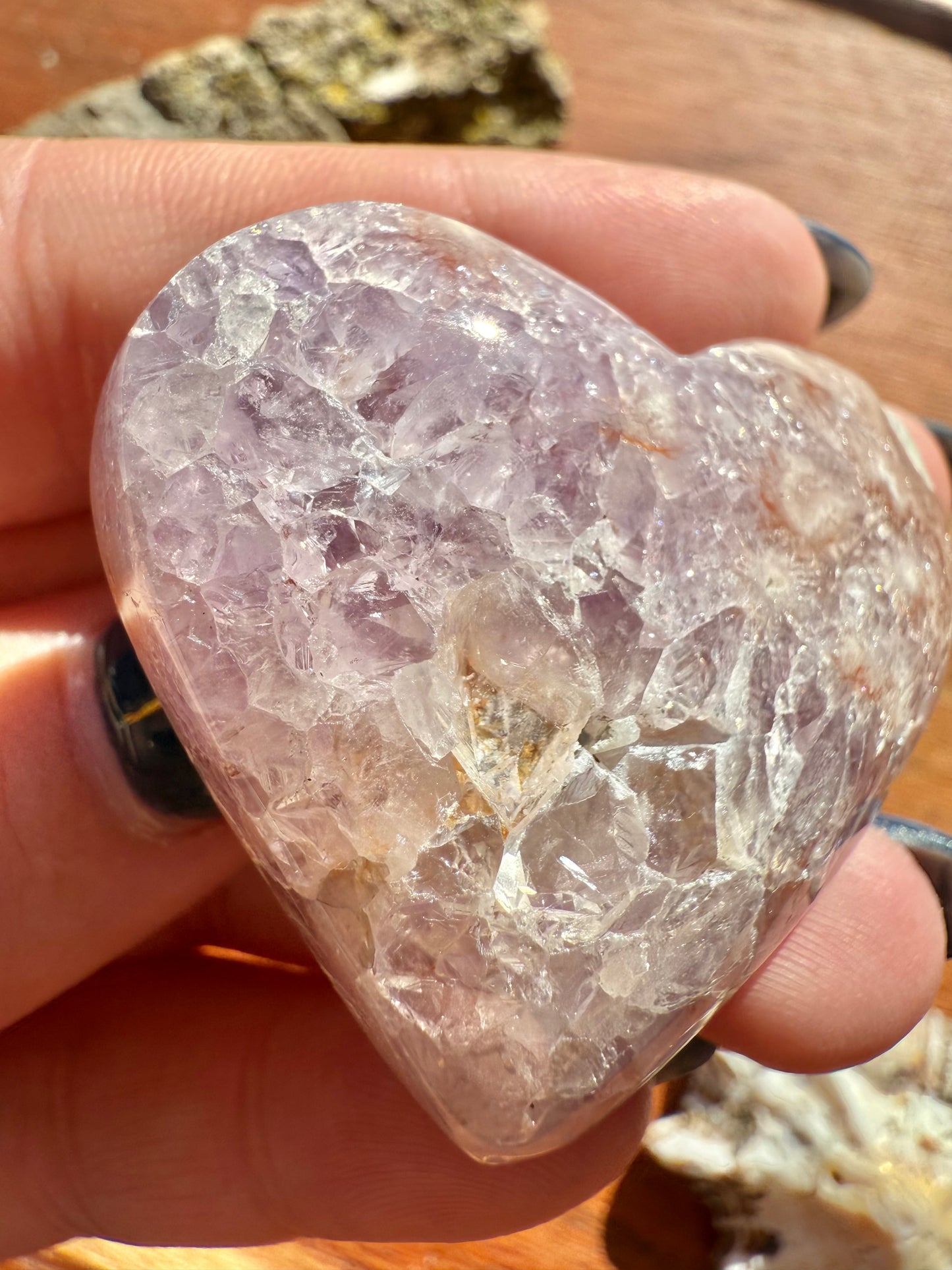 AMETHYST + FLOWER AGATE HEART