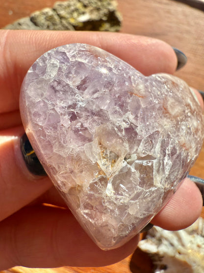 AMETHYST + FLOWER AGATE HEART