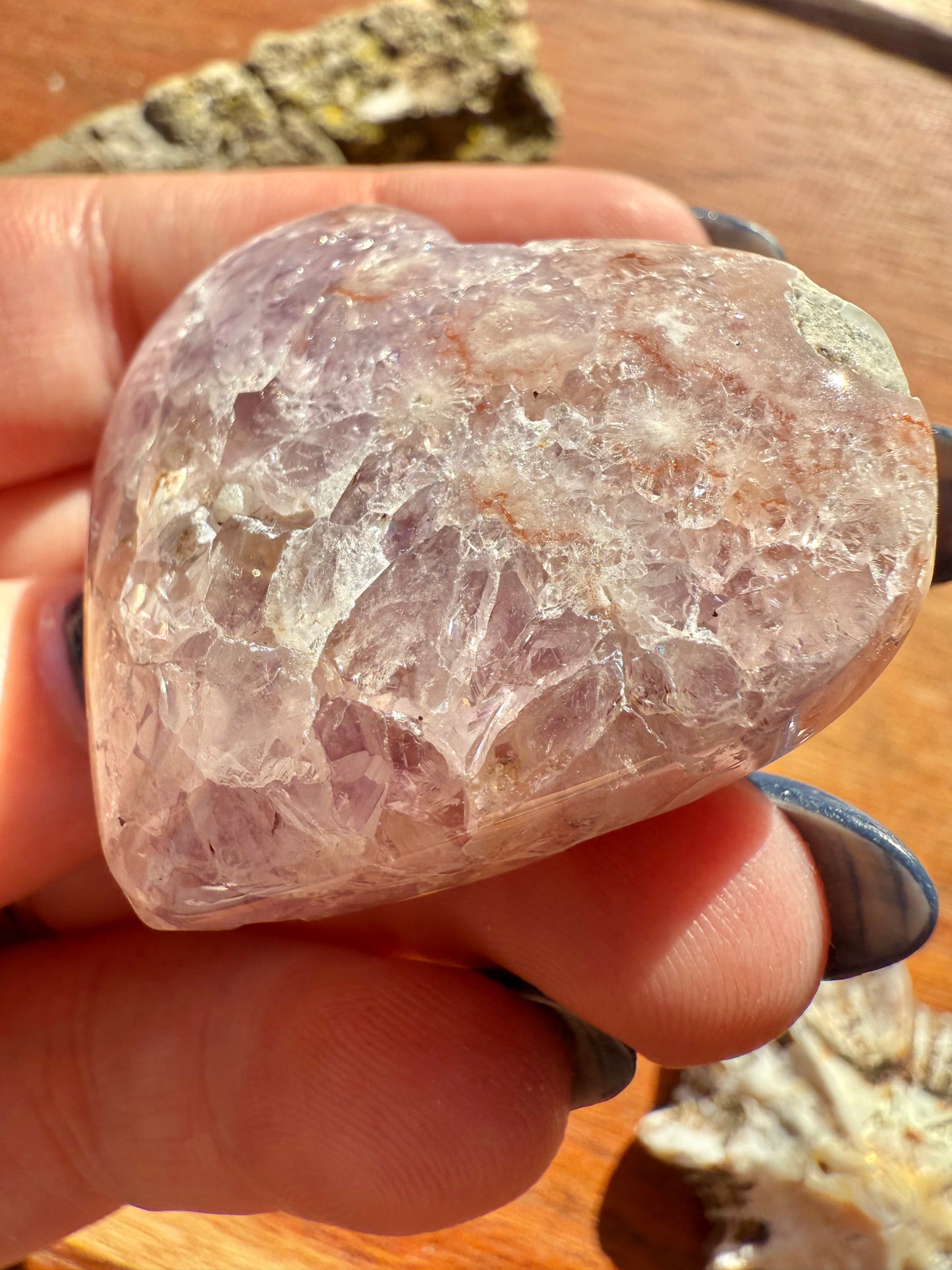 AMETHYST + FLOWER AGATE HEART