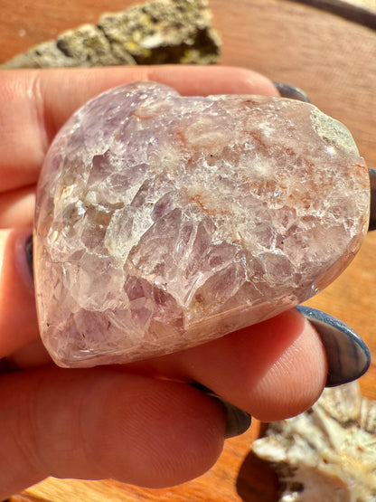 AMETHYST + FLOWER AGATE HEART