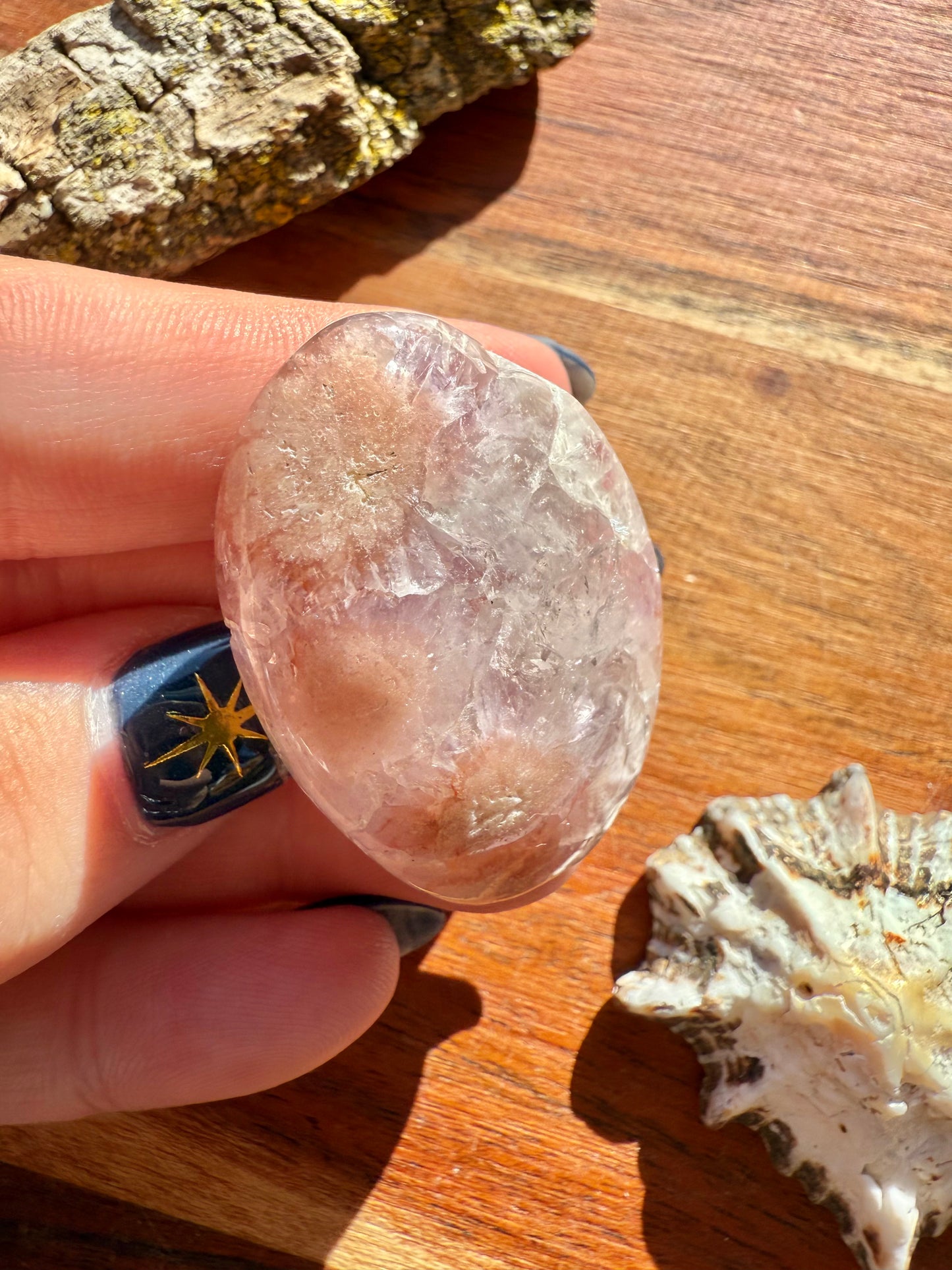 AMETHYST + FLOWER AGATE SMALL PALM STONE