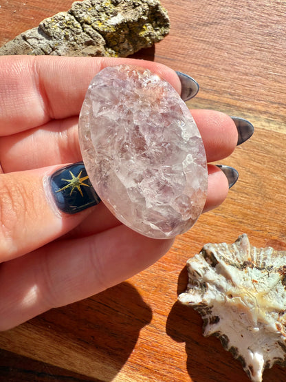 AMETHYST + FLOWER AGATE SMALL PALM STONE