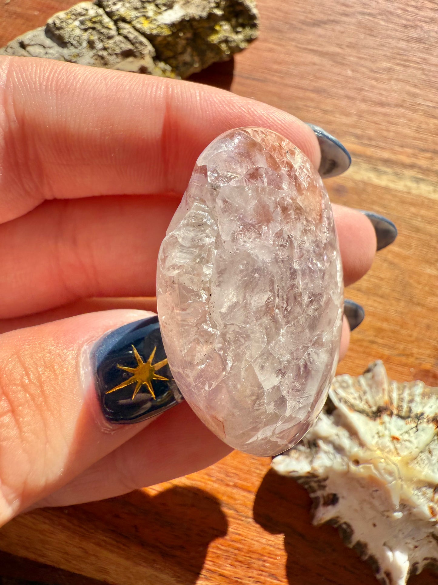 AMETHYST + FLOWER AGATE SMALL PALM STONE