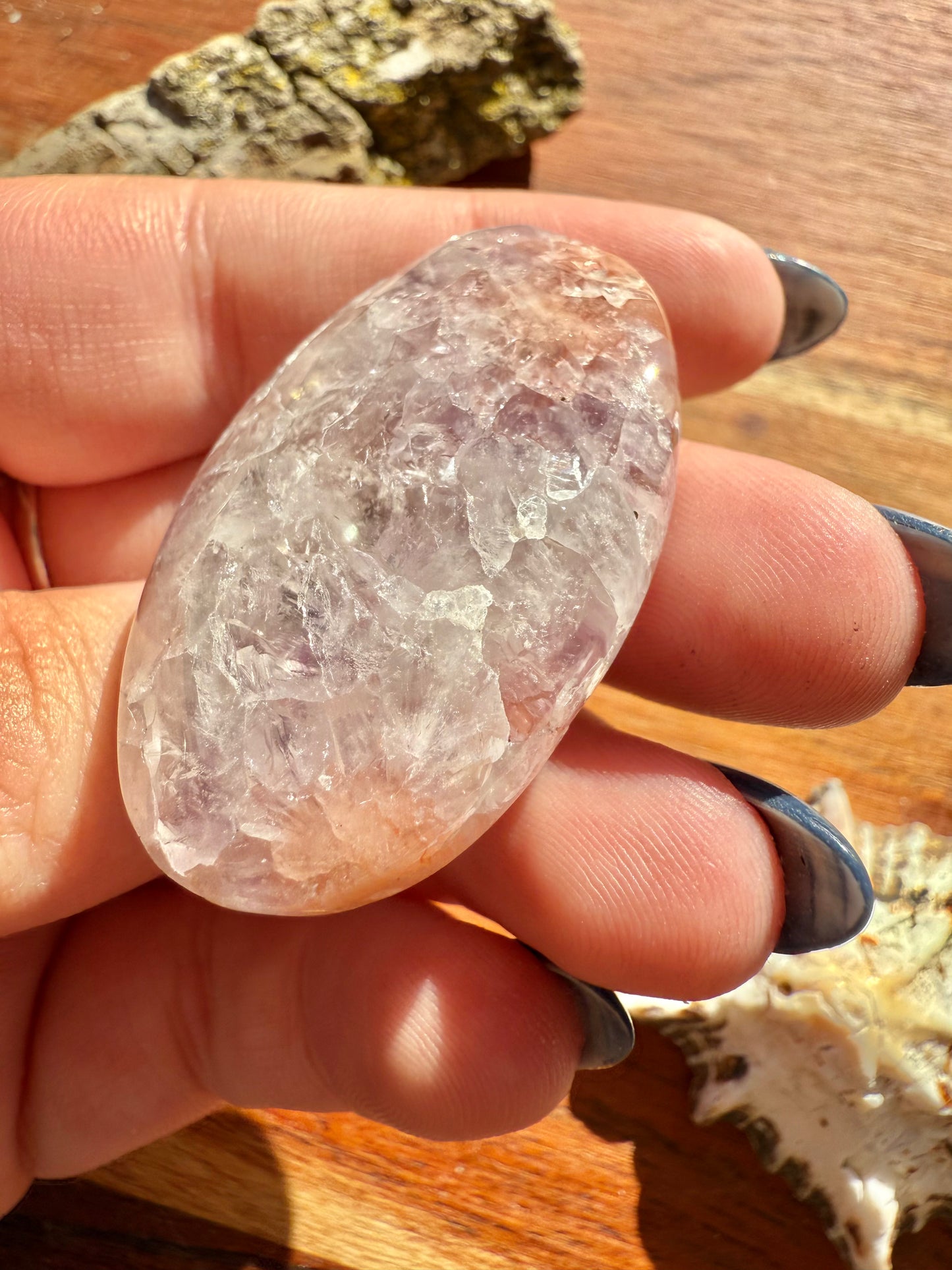 AMETHYST + FLOWER AGATE SMALL PALM STONE