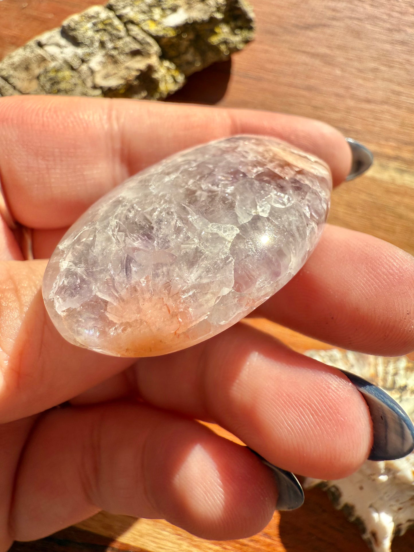 AMETHYST + FLOWER AGATE SMALL PALM STONE