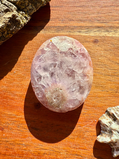 AMETHYST + FLOWER AGATE PALM STONE
