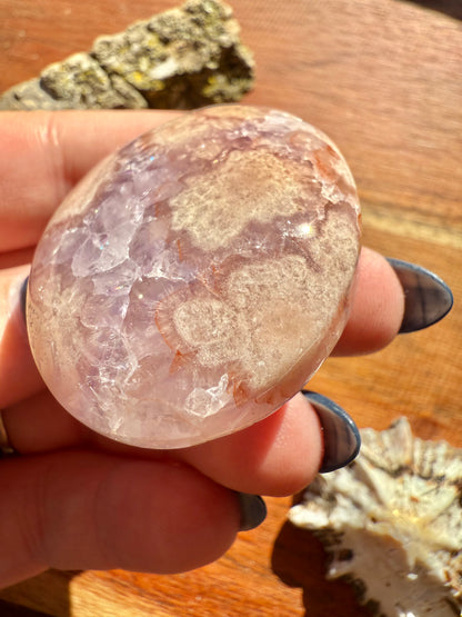 AMETHYST + FLOWER AGATE PALM STONE