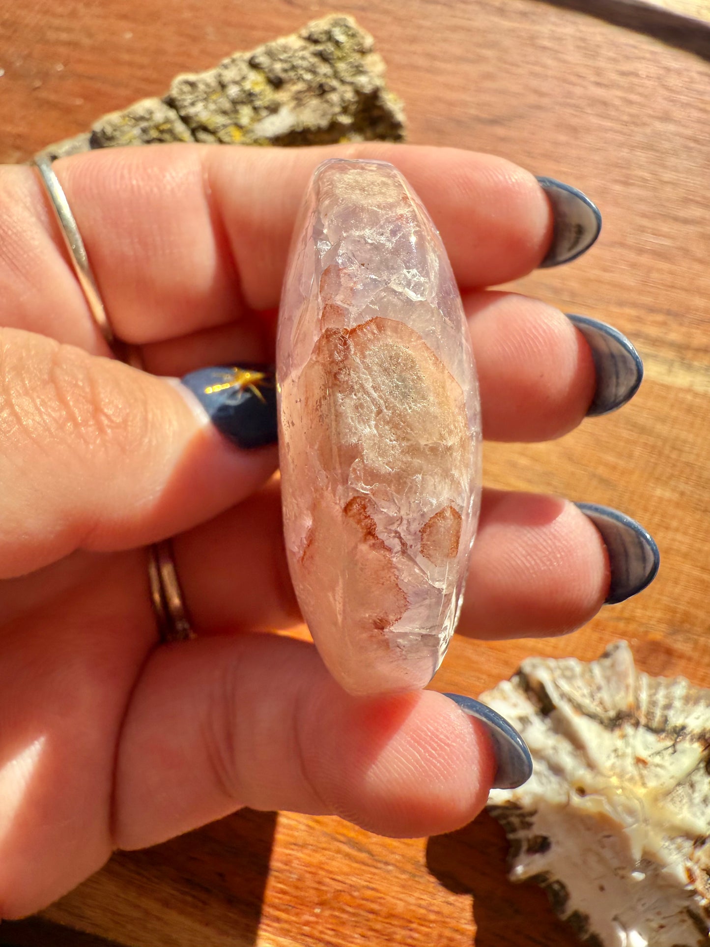 AMETHYST + FLOWER AGATE PALM STONE