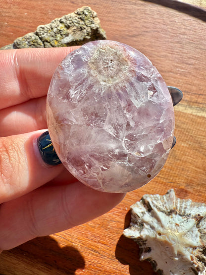 AMETHYST + FLOWER AGATE PALM STONE
