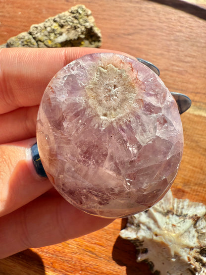 AMETHYST + FLOWER AGATE PALM STONE
