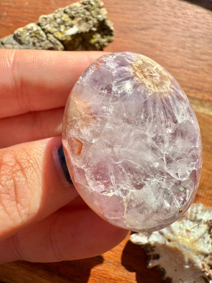 AMETHYST + FLOWER AGATE PALM STONE