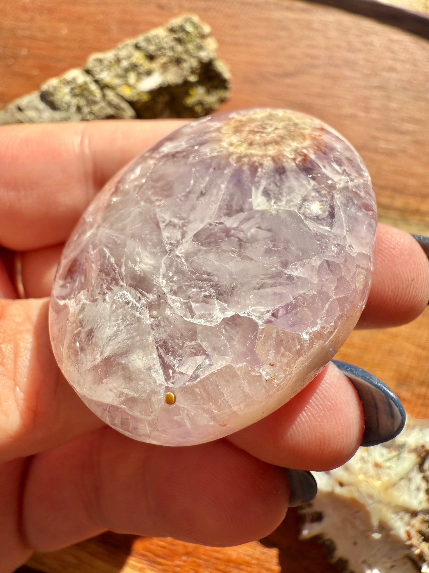 AMETHYST + FLOWER AGATE PALM STONE