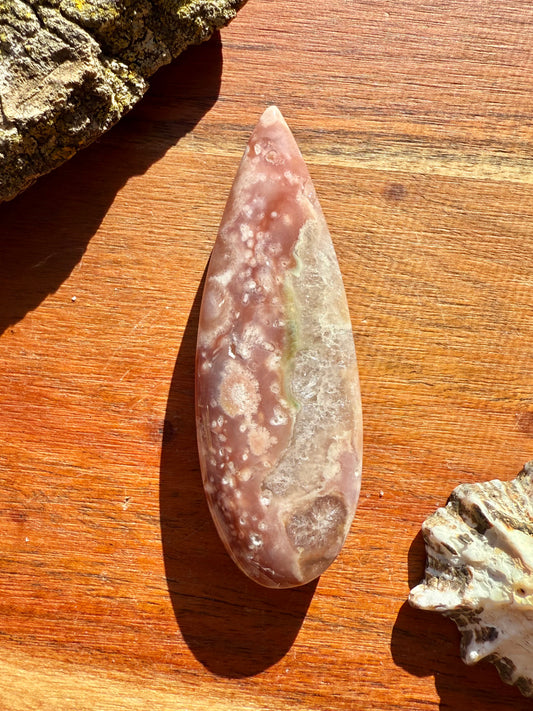 PINK AMETHYST + FLOWER AGATE TEARDROP