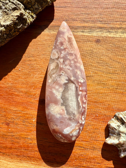 PINK AMETHYST + FLOWER AGATE TEARDROP