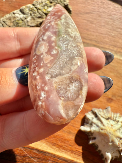 PINK AMETHYST + FLOWER AGATE TEARDROP