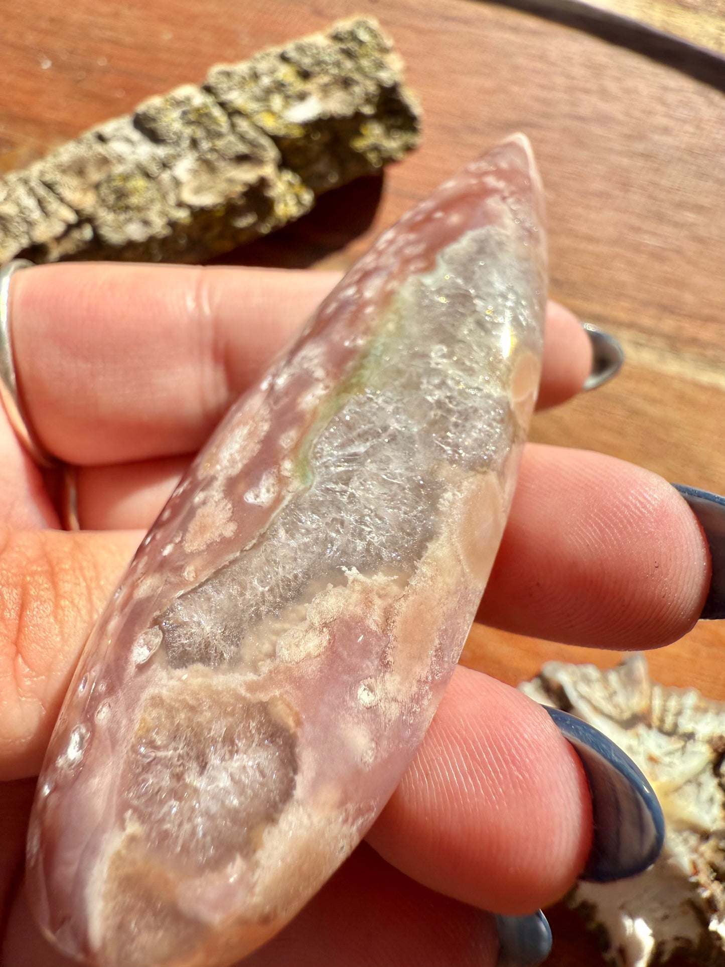 PINK AMETHYST + FLOWER AGATE TEARDROP