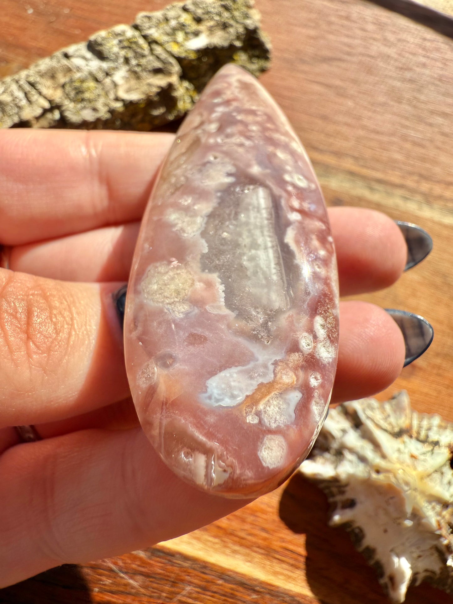 PINK AMETHYST + FLOWER AGATE TEARDROP