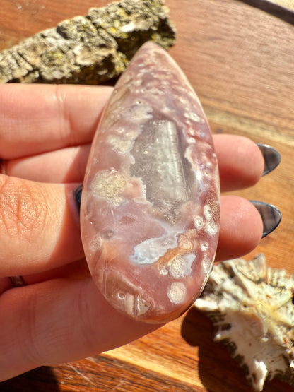 PINK AMETHYST + FLOWER AGATE TEARDROP