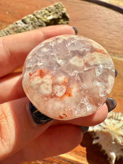 AMETHYST + FLOWER AGATE PALM STONE