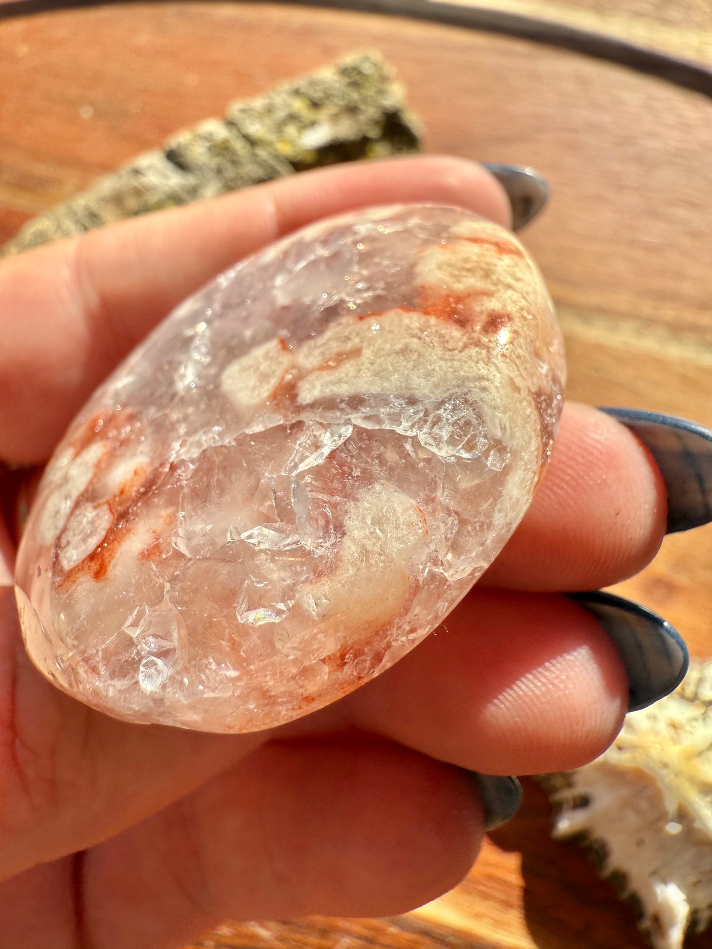 AMETHYST + FLOWER AGATE PALM STONE