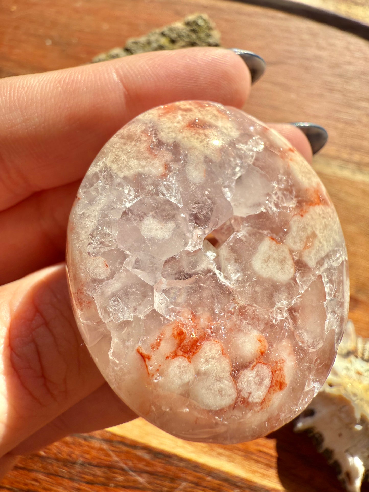 AMETHYST + FLOWER AGATE PALM STONE