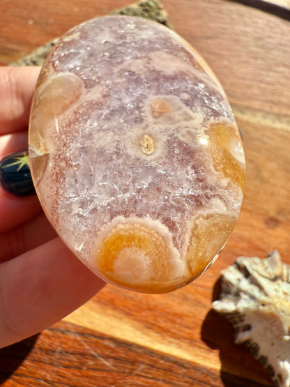 AMETHYST + FLOWER AGATE PALM STONE