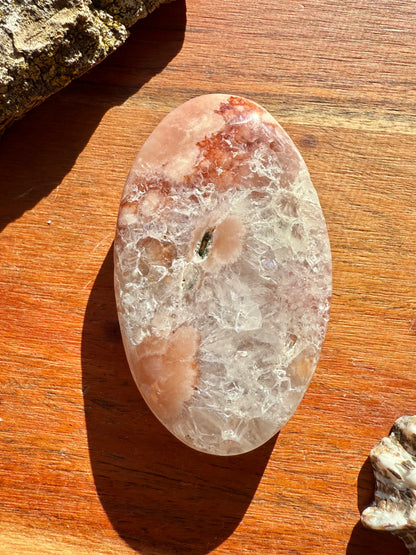 PINK AMETHYST + FLOWER AGATE PALM STONE